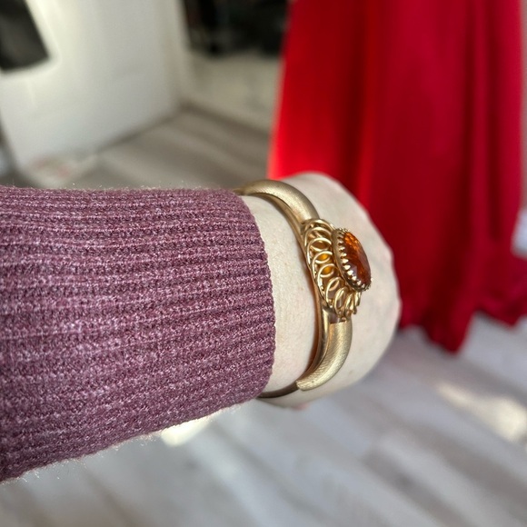 VINTAGE Elegant Gold Bracelet with Orange TOPAZ Gemstone 💎 - Picture 3 of 8